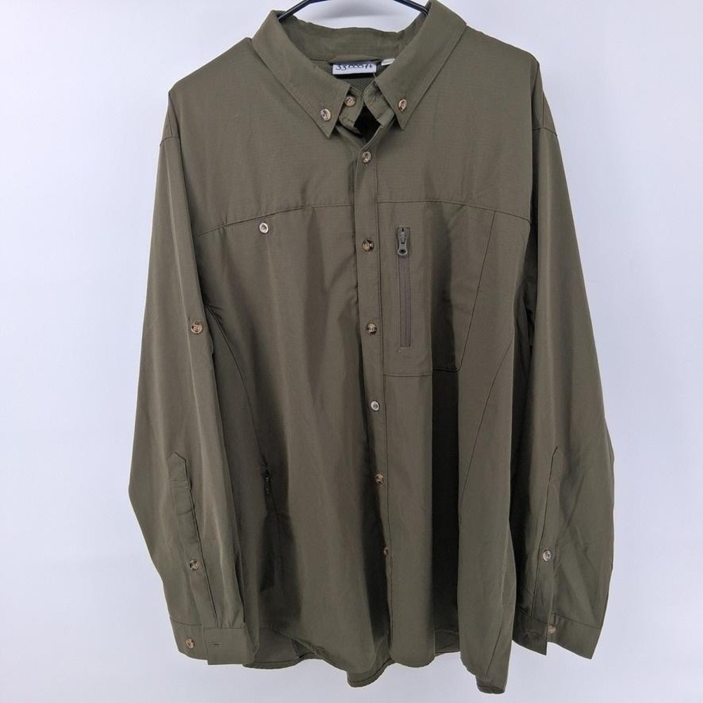 33,000 Ft Shirt Mens XL Green Fishing Hiking Button Up Long Sleeve Outdoor